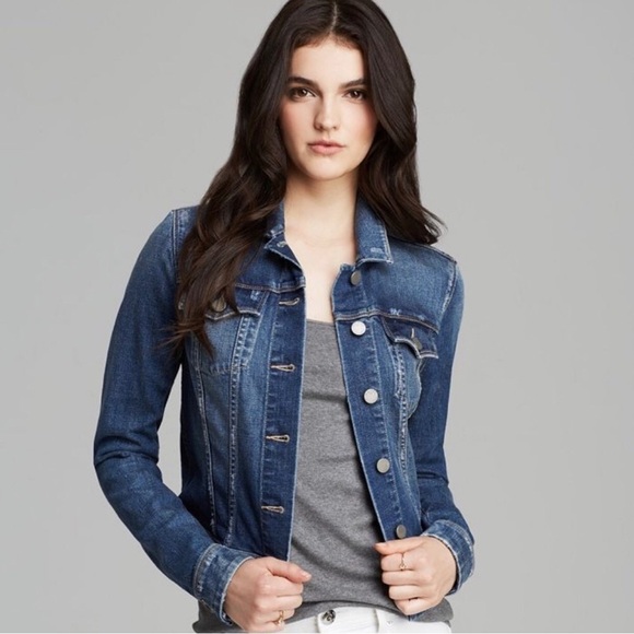 Paige Vermont medium wash denim jean jacket Medium lightly distressed - Picture 2 of 14